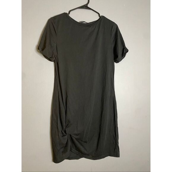 Emery Rose Black Short Sleeve Twisted Knot Side Ruching Dress M NWT - Picture 2 of 6
